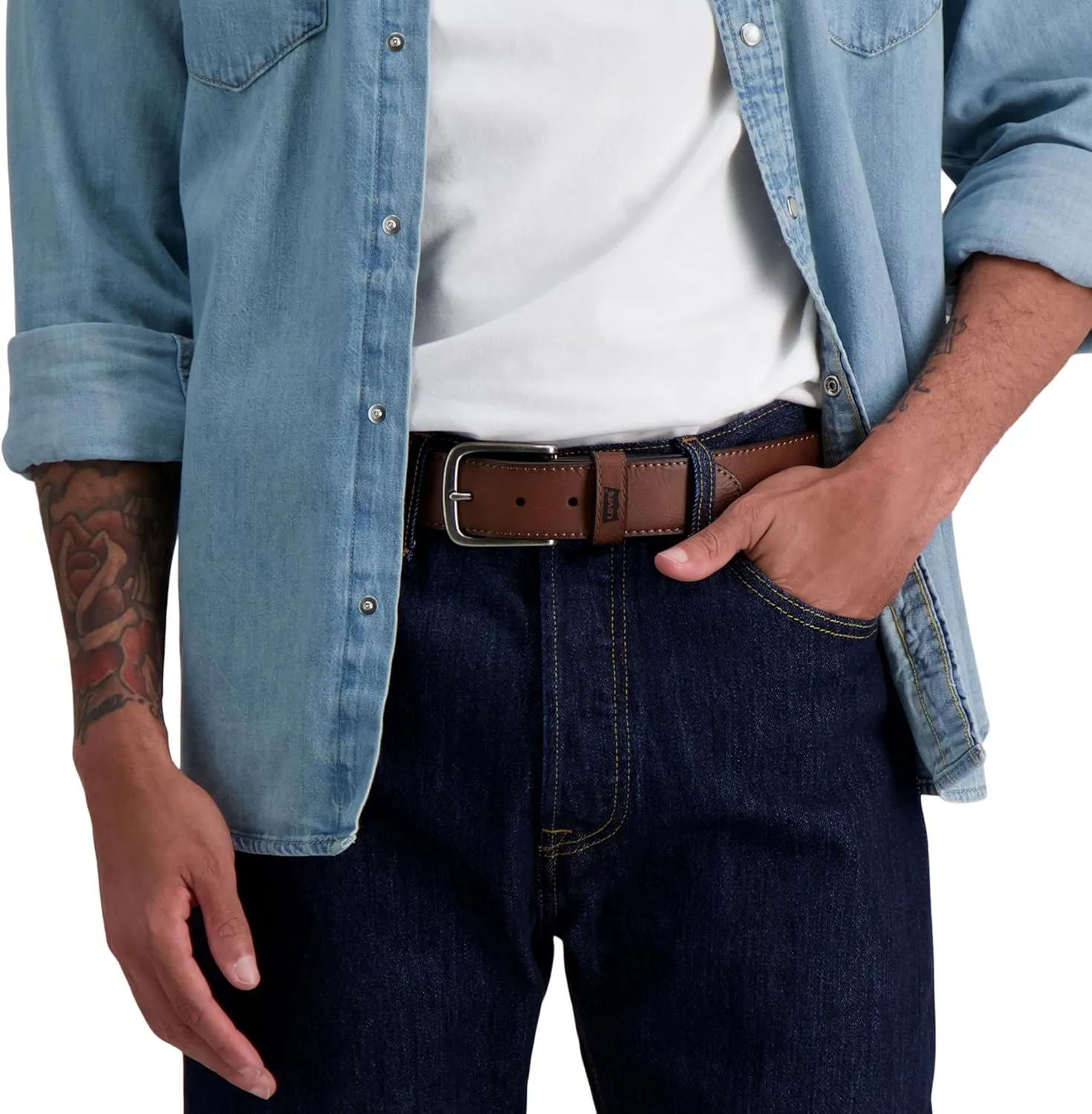 Levi??s Men??s Casual Everyday Leather Jean Belt