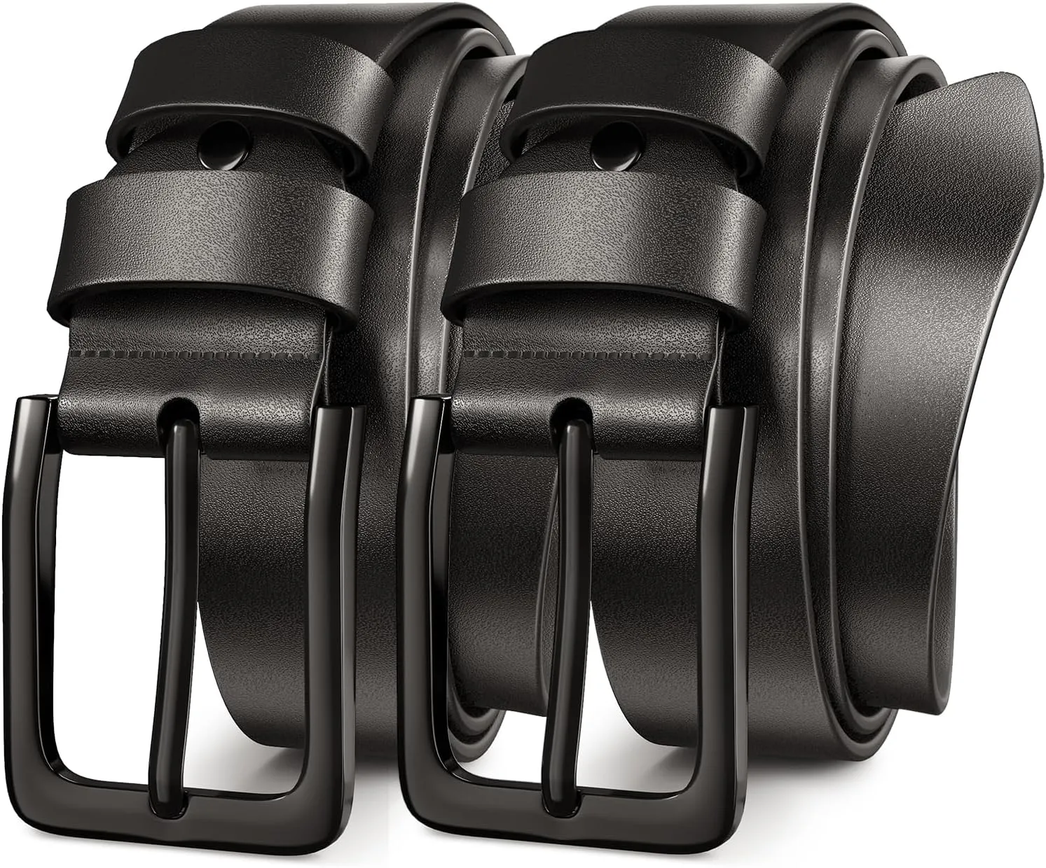 Mens Black Dress Belt,Genuine Casual Leather Belts for Men 1.5" Width