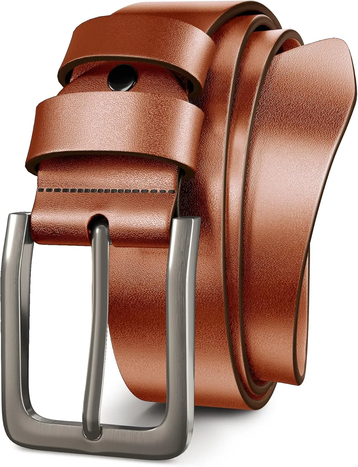 Mens Black Dress Belt,Genuine Casual Leather Belts for Men 1.5" Width