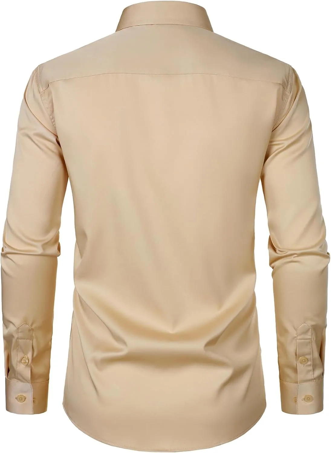 Men's Stretch Slim Fit Dress Shirts Formal Wedding Prom Business Long Sleeve Button Down Shirt with Pocket