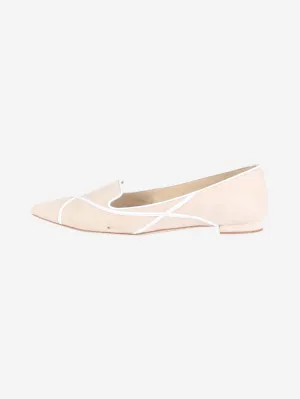 Neutral suede pointed toe flats - size EU 35.5