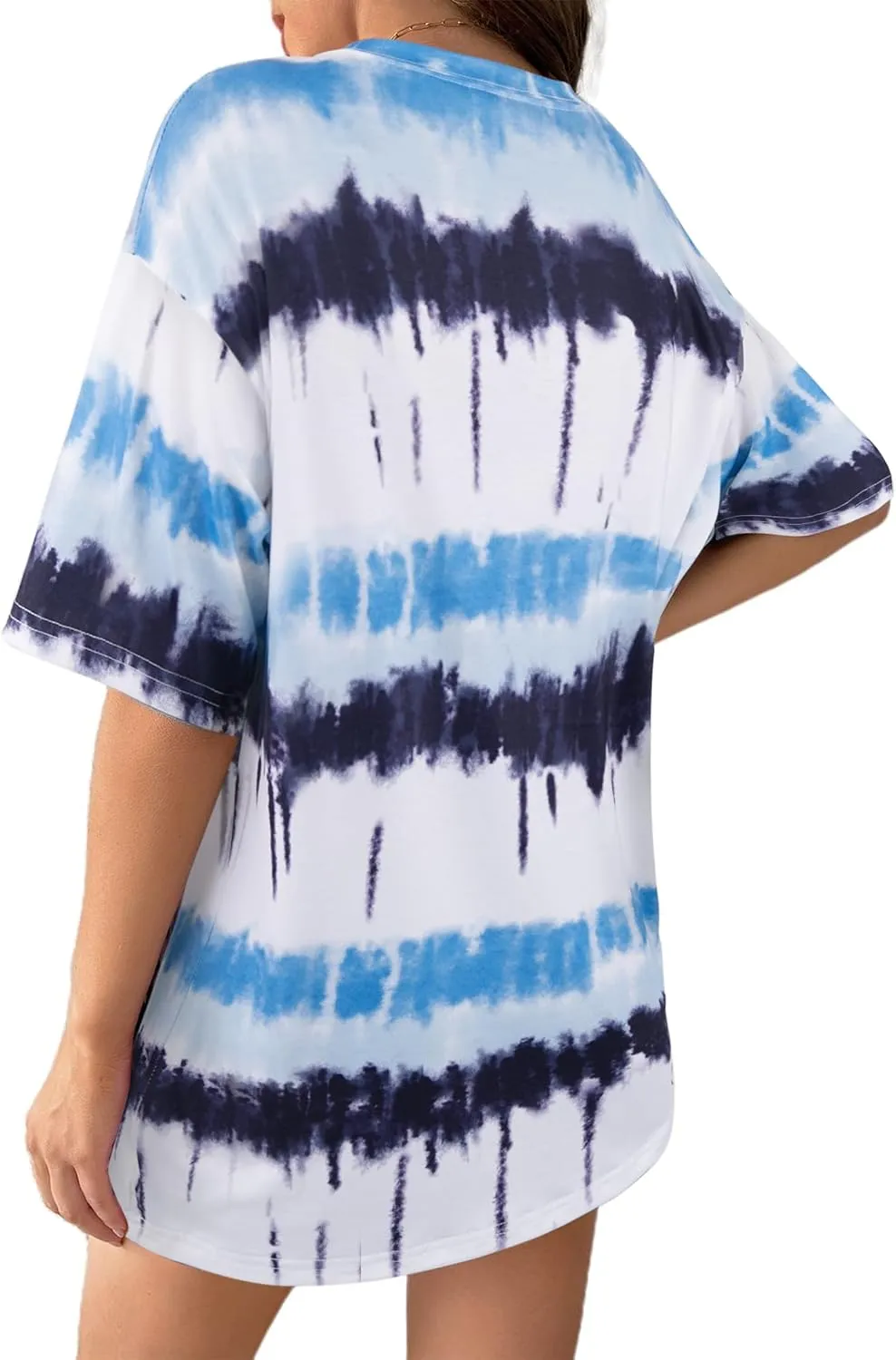 Remidoo Women's Casual Crewneck Short Sleeve Tie Dye Oversized T Shirt Graphic Tee Top