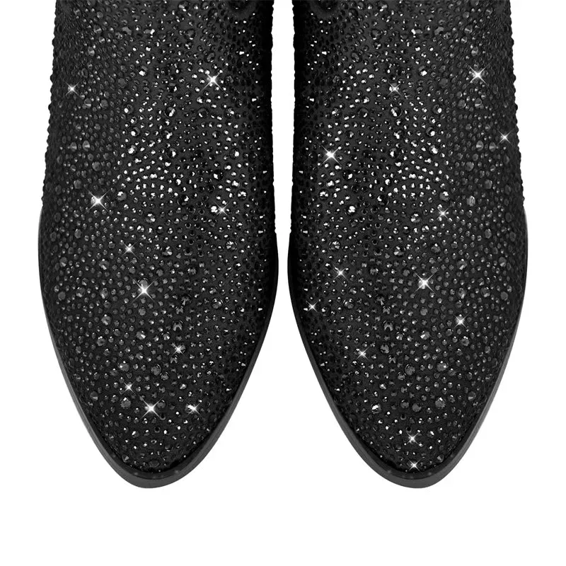 Rhinestone Knee High Boots