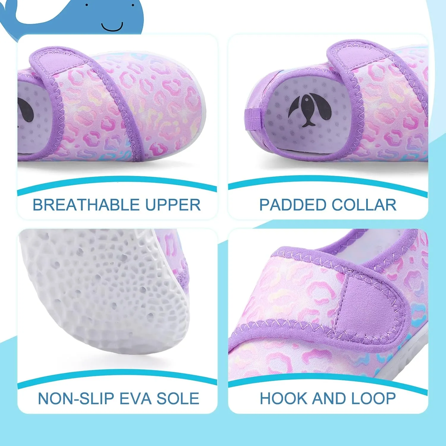 shopUAL Toddler Water Shoes Kids Girls Boys Beach Aqua Socks Skin Barefoot Walking Water Shoes Quick Dry Non-Slip Breathable Swim Pool Surf