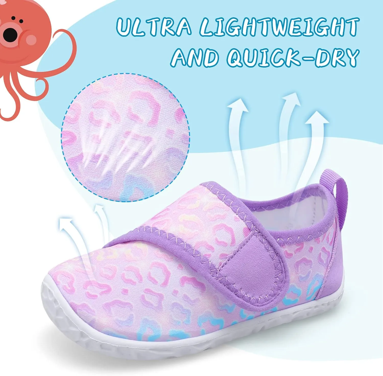 shopUAL Toddler Water Shoes Kids Girls Boys Beach Aqua Socks Skin Barefoot Walking Water Shoes Quick Dry Non-Slip Breathable Swim Pool Surf