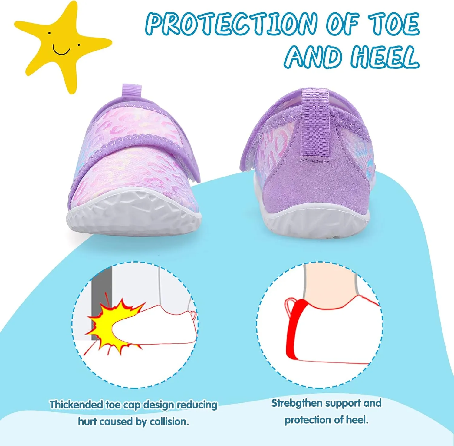 shopUAL Toddler Water Shoes Kids Girls Boys Beach Aqua Socks Skin Barefoot Walking Water Shoes Quick Dry Non-Slip Breathable Swim Pool Surf