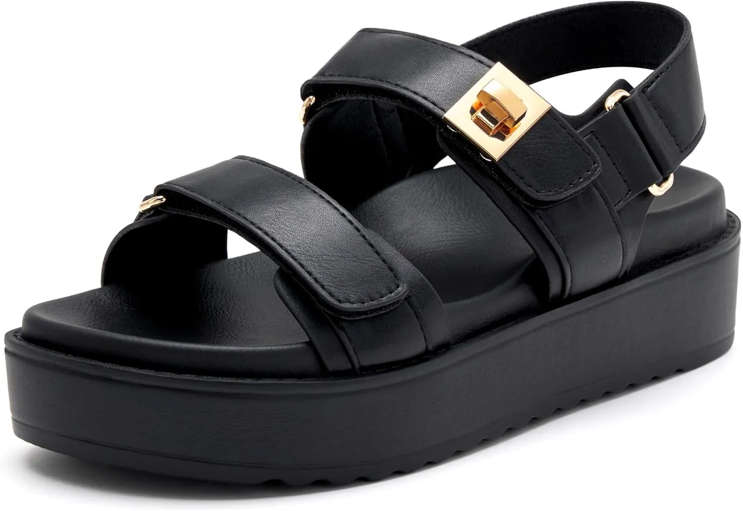 vodvob Womens Flat Sandals with Soft Cushioned Footbed Open Toe Slides Adjustable Slip On Slippers for Summer